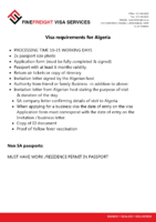 Algeria Visa Requirements