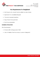 Bangladesh Visa requirements