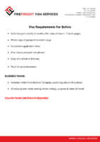 Bolivia Visa Requirements